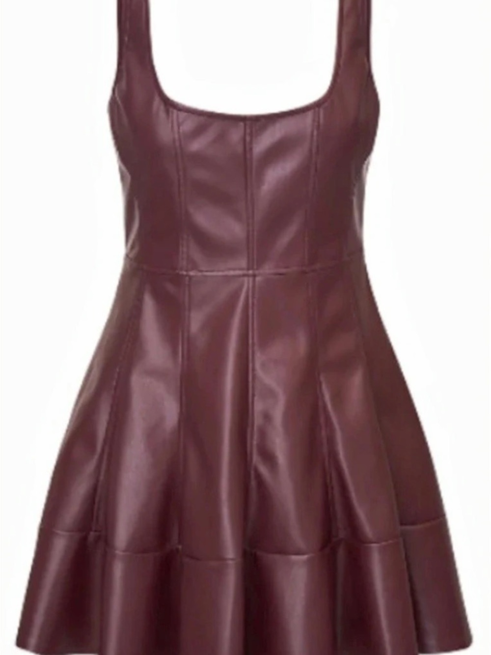Loveshackfancy faux leather dress in oxblood